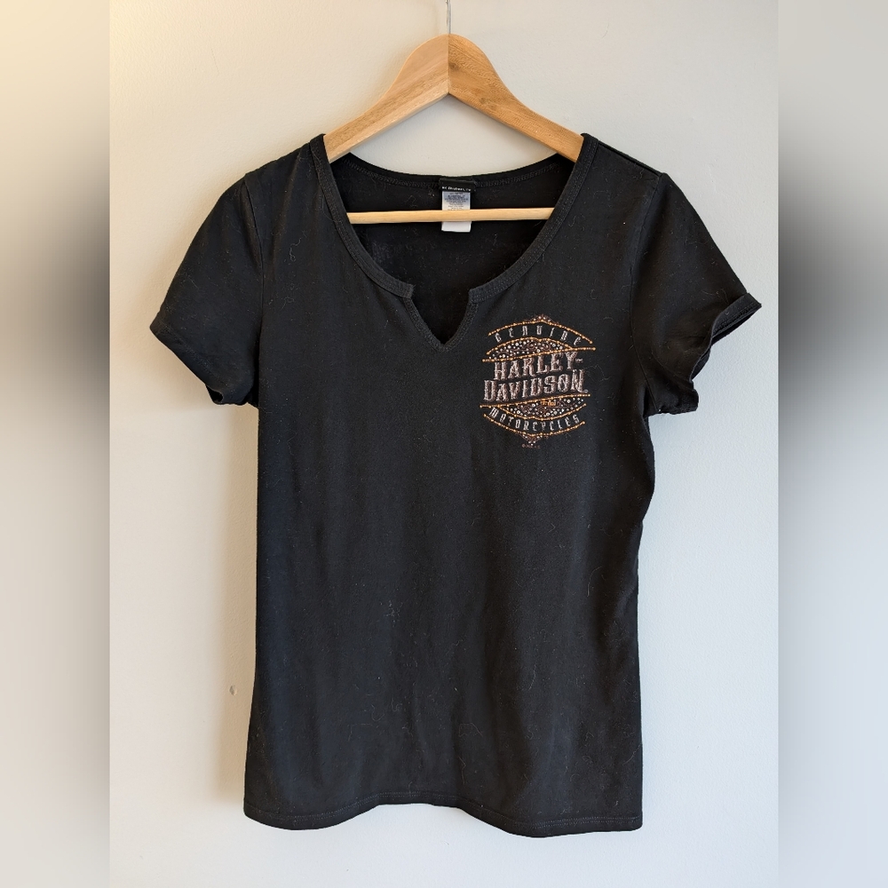 Harley-Davidson | Black Shirtsleeve T-shirt with "Rhinestones" Size S